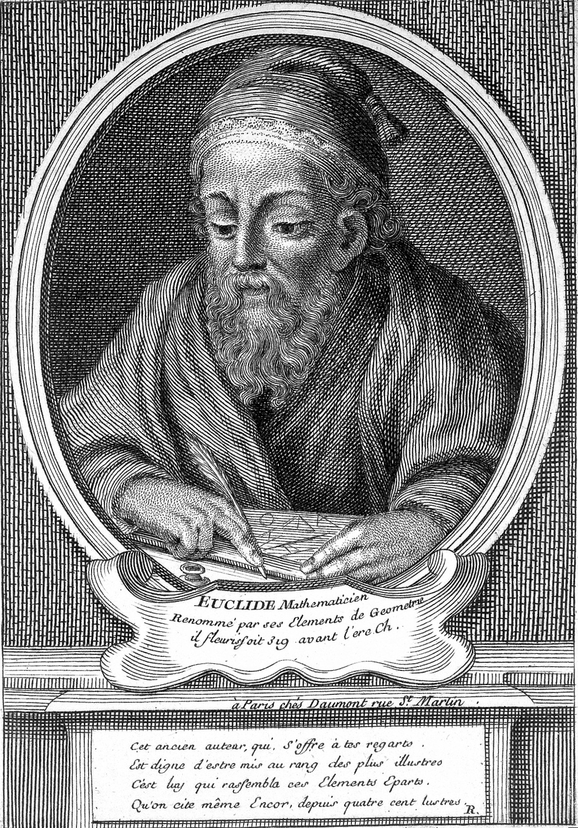 Portrait engraving of Euclid